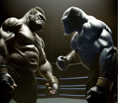 two gorillas in combat